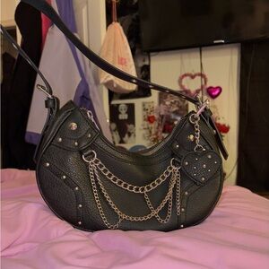 Hot Topic Black Silver Chain-Embellished Women's Bag